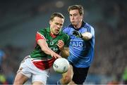 29 March 2014; Andy Moran, Mayo, in action against Kevin Nolan, Dublin. Allianz Football League, Division 1, Round 6, Dublin v Mayo. Croke Park, Dublin. Picture credit: Ray McManus / SPORTSFILE
