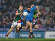 29 March 2014; Cormac Costello, Dublin, in action against Colm Boyle, left, and Brendan Harrison, Mayo. Allianz Football League, Division 1, Round 6, Dublin v Mayo. Croke Park, Dublin. Picture credit: Dáire Brennan / SPORTSFILE