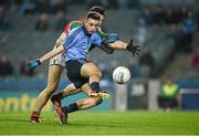 29 March 2014; Cormac Costello, Dublin, breaks through the tackle of Mayo's Ger Cafferkey to have a shot on goal. Allianz Football League, Division 1, Round 6, Dublin v Mayo. Croke Park, Dublin. Picture credit: Ray McManus / SPORTSFILE