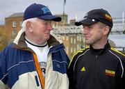 31 October 2005; Gerry O'Neill Jnr, right, with his father Gerry Snr after he finished 15th overall during the 2005 adidas Dublin City Marathon. The last time Gerry Jnr ran a marathon was in 1980 when he was 13 years old and ran the Dublin marathon with his father Gerry Snr. Picture credit: Brendan Moran / SPORTSFILE