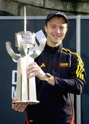 31 October 2005; Dmytro Osadchy of the Ukraine with the Noel Carroll Perpetual trophy after winning the 2005 adidas Dublin City Marathon. Picture credit: Brendan Moran / SPORTSFILE