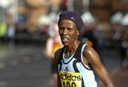 31 October 2005; Anne Jalegat Kibor, Kenya, after finishing in third place during the 2005 adidas Dublin City Marathon. Picture credit: Brendan Moran / SPORTSFILE