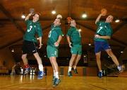 24 October 2005; Members of the Ireland handball team, left to right, Markus Niermeyer, Samir Kurjak, Senad Kurjak and Jasenko Ibrahimbegovic. Handball Feature, National Basketball Arena, Tallaght, Dublin.  Picture credit: David Maher / SPORTSFILE