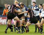 6 November 2005; Ben Gissing, Leinster, is tackled by Jamie Blackwood, 9, and Phil Godman, Edinburgh Gunners. Celtic League 2005-2006, Group A, Leinster v Edinburgh Gunners, Donnybrook, Dublin. Picture credit: Matt Browne / SPORTSFILE