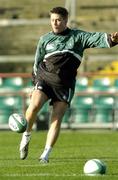 11 November 2005; Ronan O'Gara, Ireland, practices his kicking during the captain's run. Ireland Captain's Run, Lansdowne Road, Dublin. Picture credit: Damien Eagers / SPORTSFILE