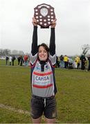 29 March 2014; Mullingar captain Niamh Kennedy lifts the Paul Flood Plate after the game. The Paul Flood Plate Final, Mullingar v Wexford Wanderers, NUIM Barhnall RFC, Leixlip, Co. Kildare. Picture credit: Barry Cregg / SPORTSFILE