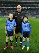 29 March 2014; Referee Cormac Reilly with match day mascots Alan Barry and Sean Boyne before the game. Allianz Football League, Division 1, Round 6, Dublin v Mayo. Croke Park, Dublin. Picture credit: Ray McManus / SPORTSFILE