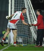29 March 2014; Mayo goalkeeper Robert Hennelly shakes hands with a ball boy after the game. Allianz Football League, Division 1, Round 6, Dublin v Mayo. Croke Park, Dublin. Picture credit: Ray McManus / SPORTSFILE