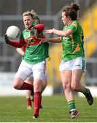 30 March 2014; Fiona McHale, Mayo, in action against Denise Hallisey, Kerry. TESCO Homegrown Ladies National Football League, Division 1, Round 6, Kerry v Mayo, Fitzgerald Stadium, Killarney, Co. Kerry. Picture credit: Barry Cregg / SPORTSFILE