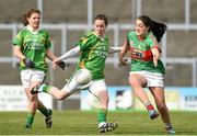 30 March 2014; Amy Foley, center, Kerry, in action against Mary Naughton, Mayo. TESCO Homegrown Ladies National Football League, Division 1, Round 6, Kerry v Mayo, Fitzgerald Stadium, Killarney, Co. Kerry. Picture credit: Barry Cregg / SPORTSFILE
