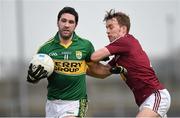 30 March 2014; Bryan Sheehan, Kerry, in action against Doran Hart, Westmeath. Allianz Football League Division 1, Round 6, Westmeath v Kerry, Cusack Park, Mullingar, Co. Westmeath. Photo by Sportsfile
