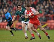 30 March 2014; Gerard O'Kane, Derry, in action against Mikey Conway, Kildare. Allianz Football League Division 1, Round 6, Derry v Kildare, Celtic Park, Derry. Picture credit: Oliver McVeigh / SPORTSFILE