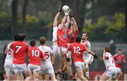 30 March 2014; Colm Cavanagh, Tyrone, in action against Fintan Goold, centre, and Brian Hurley, Cork. Allianz Football League Division 1, Round 6, Cork v Tyrone, Pairc Ui Rinn, Cork. Picture credit: Ramsey Cardy / SPORTSFILE