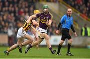 30 March 2014; Matthew O'Hanlon, Wexford, in action against Colin Fennelly, Kilkenny. Allianz Hurling League Division 1, Quarter-Final, Wexford v Kilkenny, Wexford Park, Wexford. Picture credit: Brendan Moran / SPORTSFILE