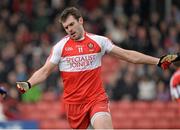 30 March 2014; Mark Lynch, Derry, celebrates after scoring his side's second goal. Allianz Football League Division 1, Round 6, Derry v Kildare, Celtic Park, Derry. Picture credit: Oliver McVeigh / SPORTSFILE