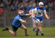 30 March 2014; Stephen Molumphy, Waterford, in action against Colm Cronin, Dublin. Allianz Hurling League Roinn 1A, Relegation Play-Off, Waterford v Dublin, Walsh Park, Waterford. Picture credit: Stephen McCarthy / SPORTSFILE