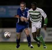 11 November 2005; Mark Rutherford, Shamrock Rovers, in action against Neil Andrews, Waterford United. eircom League, Premier Division, Shamrock Rovers v Waterford United, Dalymount Park, Dublin. Picture credit: Brian Lawless / SPORTSFILE