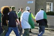 12 November 2005; Irish and New Zealand fans passing by the Havelock Square entrance at the North Terrace which is closed as a consequence of a fire on Friday. permanent tsb International Friendly 2005-2006, Ireland v New Zealand, Lansdowne Road, Dublin. Picture credit: Brendan Moran / SPORTSFILE