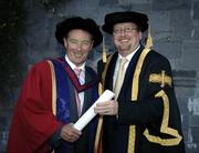 12 November 2005; Former Republic of Ireland manager Brian Kerr who was awarded a Doctorate of Philosophy, honoris causa, is photographed with the President of DIT, Professor Brian Norton. St Patricks Cathedral, St Patrick's Close, Dublin 2. Picture credit: Ray McManus / SPORTSFILE