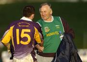 13 November 2005; Kilmacud Crokes manager Nicky McGrath shakes hands with Pat Burke at the end of the match. Leinster Club Senior Football Championship Quarter-Final, St. Peter's v Kilmacud Crokes, Pairc Tailteann, Navan, Co. Meath. Picture credit: Damien Eagers / SPORTSFILE