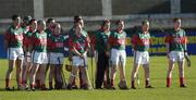 13 November 2005; The Birr team stand for the National Anthem. Leinster Club Senior Hurling Championship Quarter-Final, UCD v Birr, Parnell Park, Dublin. Picture credit: Brian Lawless / SPORTSFILE