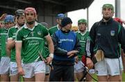 30 March 2014; Limerick manager TJ Ryan in amongst his players before the game. Allianz Hurling League Division 1, Quarter-Final, Limerick v Galway, Gaelic Grounds, Limerick. Picture credit: Diarmuid Greene / SPORTSFILE