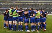 29 March 2014; The Leinster team gather together in a huddle before the game. Celtic League 2013/14, Round 18, Leinster v Munster, Aviva Stadium, Lansdowne Road, Dublin. Picture credit: Brendan Moran / SPORTSFILE