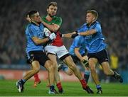 29 March 2014; Jason Gibbons, Mayo, in action against James McCarthy and John Cooper, right, Dublin. Allianz Football League, Division 1, Round 6, Dublin v Mayo. Croke Park, Dublin. Picture credit: Ray McManus / SPORTSFILE