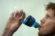 18 November 2005; Ireland captain Simon Easterby takes a drink during a press conference ahead of the International friendly Permanent TSB Test game against Australia. Lansdowne Road, Dublin. Picture credit: Brendan Moran / SPORTSFILE