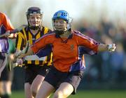 20 November 2005; Orla Watson, Davitts, in action against Danielle Minogue, St. Lachtains. All Ireland Senior Camogie Club Championship Final, Davitts v St Lachtains, McDonagh Park, Cloughjordan, co. Tipperary. Picture credit: Ray McManus / SPORTSFILE