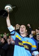 20 November 2005; Salthill-Knocknacarra captain Maurice Sheridan lifts the Shane McGettigan Cup. Connacht Club Senior Football Championship Final, Salthill-Knocknacarra v St. Brigids, Pearse Stadium, Galway. Picture credit: Damien Eagers / SPORTSFILE