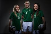 3 April 2014; Republic of Ireland players, from left, Denise O'Sullivan, Stephanie Roche and Ciara Grant. Republic of Ireland Women’s National Team Portraits, Dunboyne Castle, Dunboyne, Co. Meath. Picture credit: David Maher / SPORTSFILE