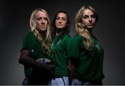 3 April 2014; Republic of Ireland players from left, Meabh de Burca, Dora Gorman and Julie Ann Russell. Republic of Ireland Women’s National Team Portraits, Dunboyne Castle, Dunboyne, Co. Meath. Picture credit: David Maher / SPORTSFILE