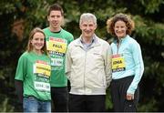 4 April 2014; Willie O'Byrne, Managing Director of SPAR Ireland, with, from left, Fionnuala Britton, 2011 & 2012 European Cross Country Champion, Paul Robinson, winner of the 2013 SPAR Great Ireland Mile and former World Champion, European Champion and World Cross Country Champion Sonia O’Sullivan after a press conference ahead of Sunday's 2014 SPAR Great Ireland Run in the Phoenix Park. Saint Brigid’s National School, Beechpark Lawn, Castleknock, Dublin. Picture credit: Matt Browne / SPORTSFILE