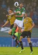 4 April 2014; Mark O'Sullivan, Cork City, in action against Shane Robinson, Shamrock Rovers. Airtricity League Premier Division, Cork City v Shamrock Rovers, Turner's Cross, Cork. Picture credit: Diarmuid Greene / SPORTSFILE