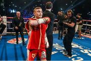4 April 2014; Carl Frampton enters the ring before his WBC super-bantamweight title final eliminator bout. This is Belfast Fight Night, Odyssey Arena, Belfast, Co. Antrim. Picture credit: Ramsey Cardy / SPORTSFILE