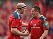 5 April 2014; Paul O'Connell, left, and James Coughlan, Munster, following their victory. Heineken Cup Quarter-Final, Munster v Toulouse. Thomond Park, Limerick. Picture credit: Stephen McCarthy / SPORTSFILE