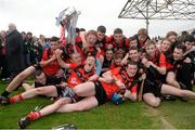 5 April 2014; The Coláiste Phobal team celebrate with the Paddy Buggy Cup. Masita GAA All-Ireland Post Primary Schools Paddy Buggy Cup Final, Coláiste Phobal, Ros Cré, Co. Tipperary v Cross & Passion, Ballycastle, Co Antrim. Nowlan Park, Kilkenny. Picture credit: Pat Murphy / SPORTSFILE