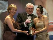 19 November 2005; Lyndsay Davey from Dublin is presented with her Leinster Young Player of the Year award by An Taoiseach Bertie Ahern TD and Geradline Giles, President of the Ladies Gaelic Football Association, at the O'Neills TG4 Ladies GAA All-Star Awards. Citywest Hotel, Dublin. Picture credit: Brendan Moran / SPORTSFILE