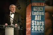 19 November 2005; An Taoiseach Bertie Ahern TD, speaking at the O'Neills TG4 Ladies GAA All-Star Awards. Citywest Hotel, Dublin. Picture credit: Brendan Moran / SPORTSFILE