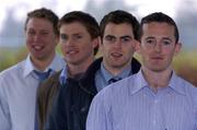 23 November 2005; County hurlers, from left to right, Tommy Fitzgerald, Tipperary, Paul Ormond, Tipperary, Brendan Murphy, Offaly and Pa Morrissey, Tipperary, at the announcement of the UCD Sports Scholarship Awards for 2005/2006. UCD, Dublin. Picture credit: Brian Lawless / SPORTSFILE