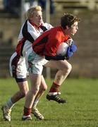 26 November 2005; Liam O'Malley, Mayo XV, in action against Conor Mortimer, Mayo News / O'Neills Club Stars. Challenge Game, Mayo News / O'Neills Club Stars v Mayo XV, McHale Park, Castlebar, Co. Mayo. Picture credit: Damien Eagers / SPORTSFILE