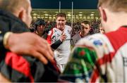5 April 2014; Ulster captain Johann Muller speaks to his team after the match. Heineken Cup Quarter-Final, Ulster v Saracens, Ravenhill Park, Belfast, Co. Antrim. Picture credit: Ramsey Cardy / SPORTSFILE