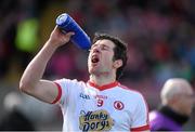 6 April 2014; Tyrone captain Sean Cavanagh enjoys a drink before the game. Allianz Football League, Division 1, Round 7, Tyrone v Dublin, Healy Park, Omagh, Co. Tyrone. Picture credit: Ray McManus / SPORTSFILE