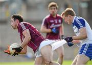 6 April 2014; Finian Hanley, Galway, in action against Kieran Hughes, Monaghan. Allianz Football League, Division 2, Round 7, Monaghan v Galway, St Tiernach's Park, Clones, Co. Monaghan. Photo by Sportsfile