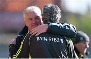 6 April 2014; Armagh manager Paul Grimley, left, with Donegal manager Jim McGuinness after the game. Allianz Football League, Division 2, Round 7, Armagh v Donegal, Athletic Grounds, Armagh. Picture credit: Brendan Moran / SPORTSFILE