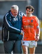 6 April 2014; Armagh manager Paul Grimley with captain Jamie Clarke after Clarke was substituted. Allianz Football League, Division 2, Round 7, Armagh v Donegal, Athletic Grounds, Armagh. Picture credit: Brendan Moran / SPORTSFILE