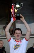 6 April 2014; Damien Casey, Tyrone, celebrates with the cup. Allianz Hurling League, 3B Final, Tyrone v Leitrim, Markievicz Park, Sligo. Picture credit: Oliver McVeigh / SPORTSFILE