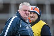 6 April 2014; Armagh manager Paul Grimley, left, with assistant manager Kieran McGeeney Allianz Football League, Division 2, Round 7, Armagh v Donegal, Athletic Grounds, Armagh. Picture credit: Brendan Moran / SPORTSFILE