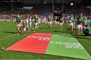 6 April 2014; The Mayo team take to the field. Allianz Football League, Division 1, Round 7, Mayo v Derry, Elverys MacHale Park, Castlebar, Co. Mayo. Picture credit: Ray Ryan / SPORTSFILE